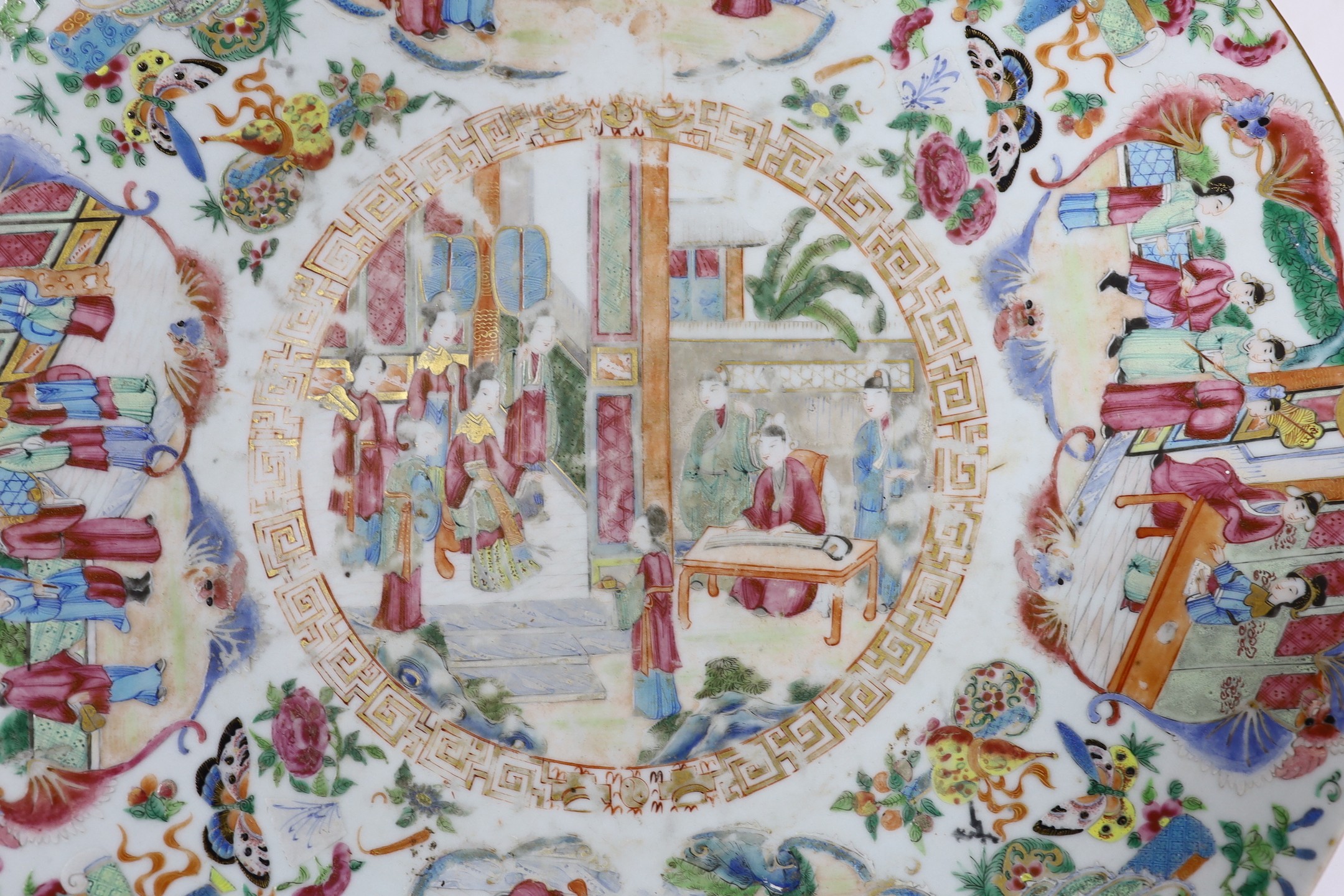 A 19th century Chinese famille rose large dish, 42cms diameter